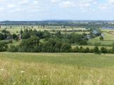 View of Little Wittenham from Castle Hill in Oxfordshire, England.